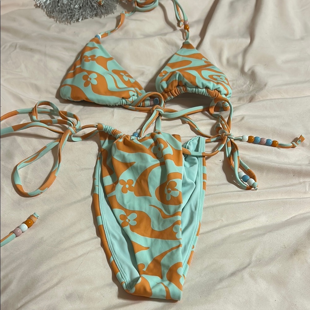 PacSun Swim Bikini Set in Aqua and Orange